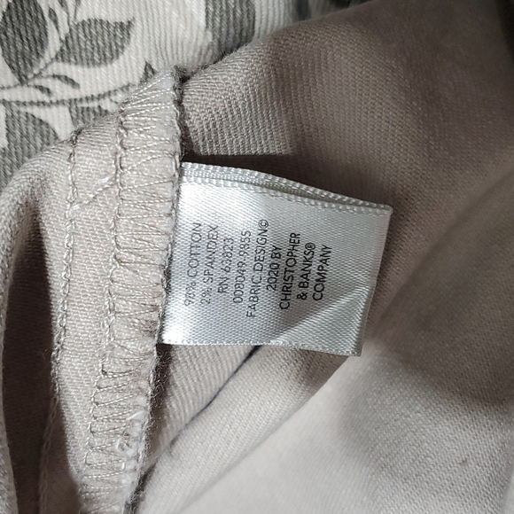 Christopher & Banks Beige Leaf Print Denim Pencil Skirt Size 8 & 4 New With Tags - Picture 2 of 3